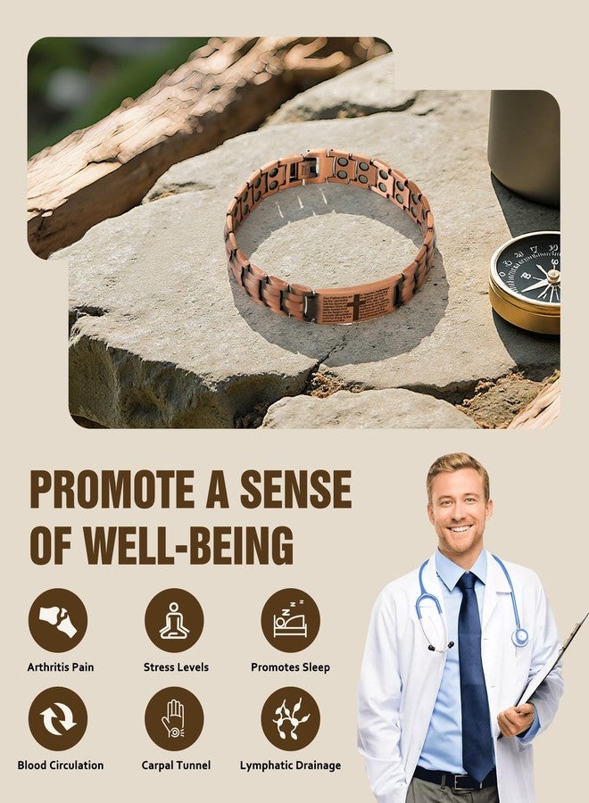 Jecanori 2X Copper Magnetic Bracelet for Men,Ultra Strength Pure Copper Cross Bracelet, Gift for Men - Image 5